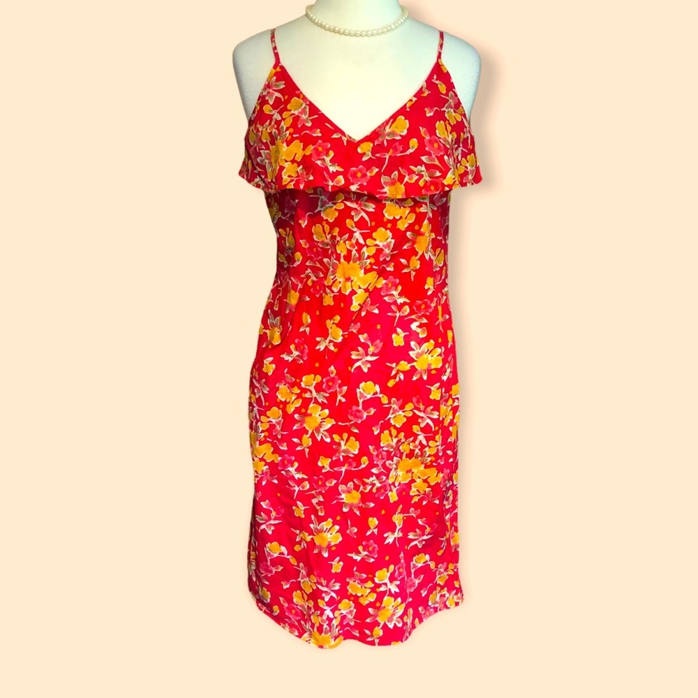 Calvin Klein pink w/ orange floral sun dress, 12